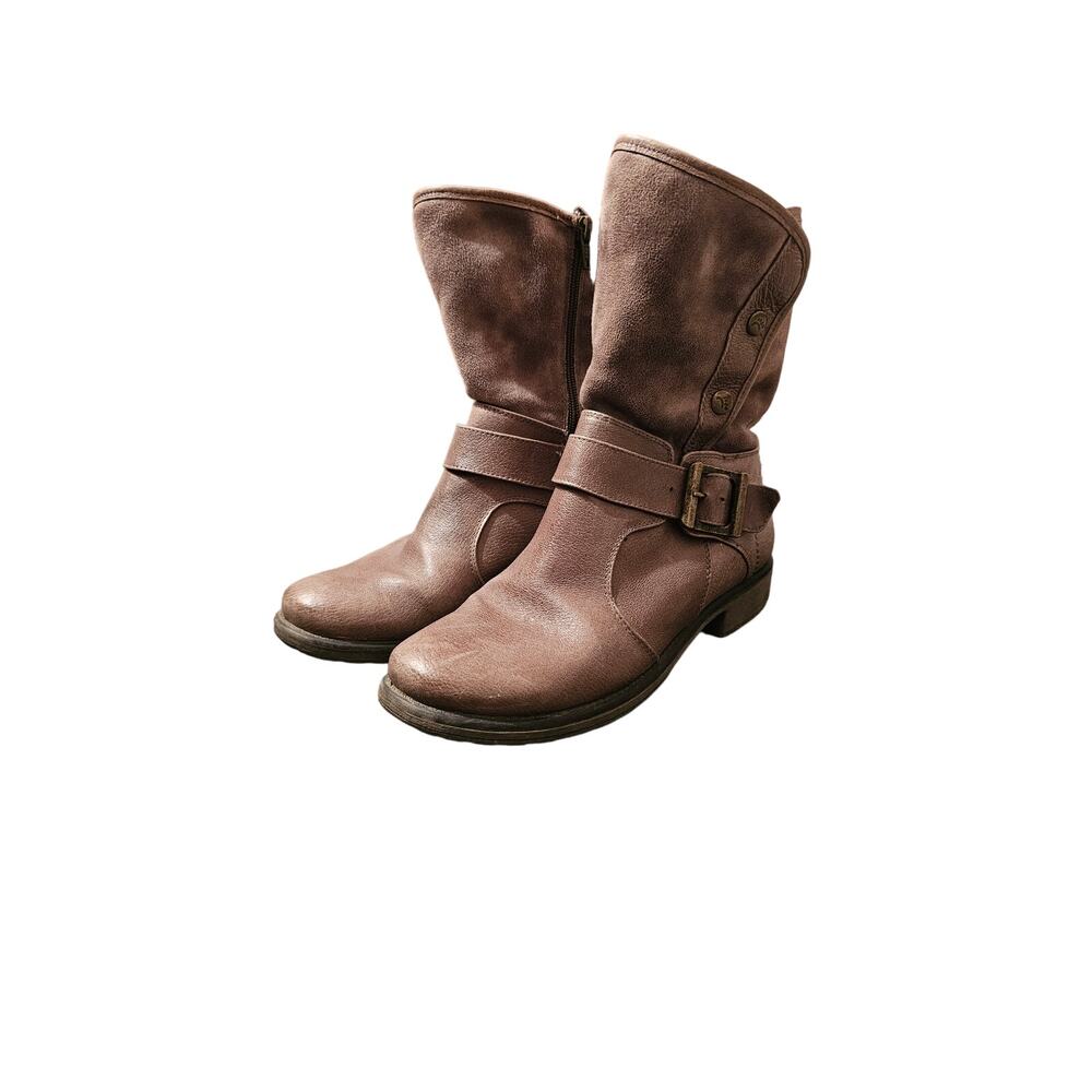 Bare Traps Womens Boots Ankle Shakira 8M Gray/Brown Leather Zip Faux Fur Leather